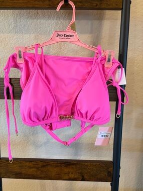 Juicy Couture Vibrant Pink Bikini Top with Gold Logo
